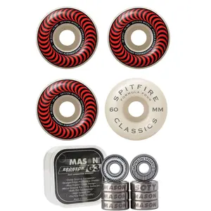 Spitfire Skateboard Wheels 60mm 99A Formula 4 Classics with Bronson Pro G3 Bearings