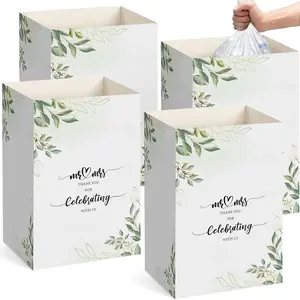 4 Pcs 13 Gallon Disposable Trash Cans for Parties Wedding Foldable Cardboard Trash Cans with Fitted Bags 15.75 x 11.81 x 9.84 Collapsible Garbage