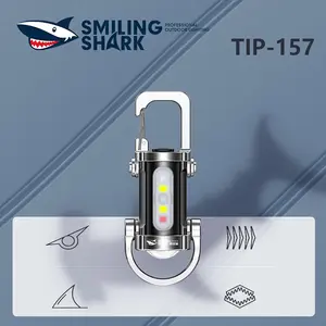 【TIP-157】 SmilingShark ABS Multi Mode Flashlight COB Light USB Rechargeable Splash Proof Portable Keychain Torch for Home Emergency