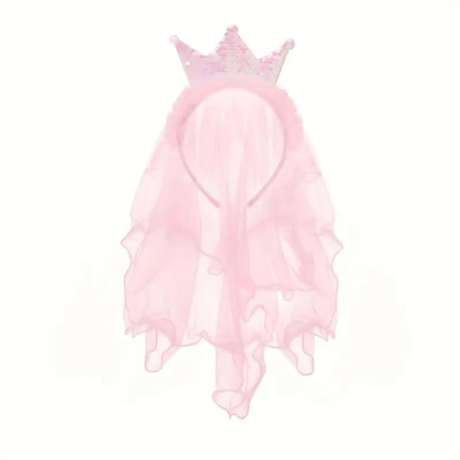 Sunny & Starry Princess Crown Hairband for Kids/Women - Sequin Crown with Veil perfect for birthday and celebrations
