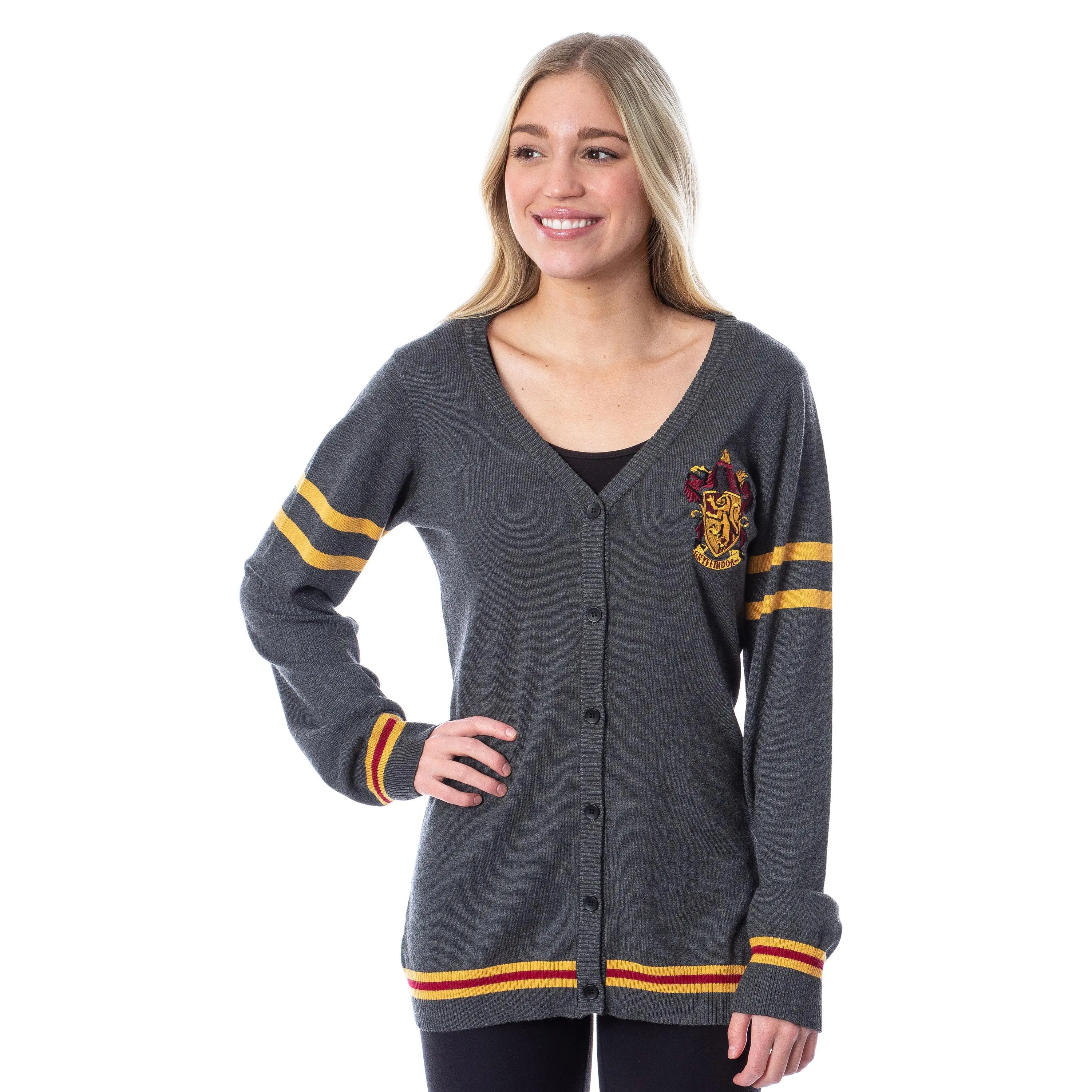 Harry Potter Womens Gryffindor House Open Front Cardigan Juniors Knit Sweater