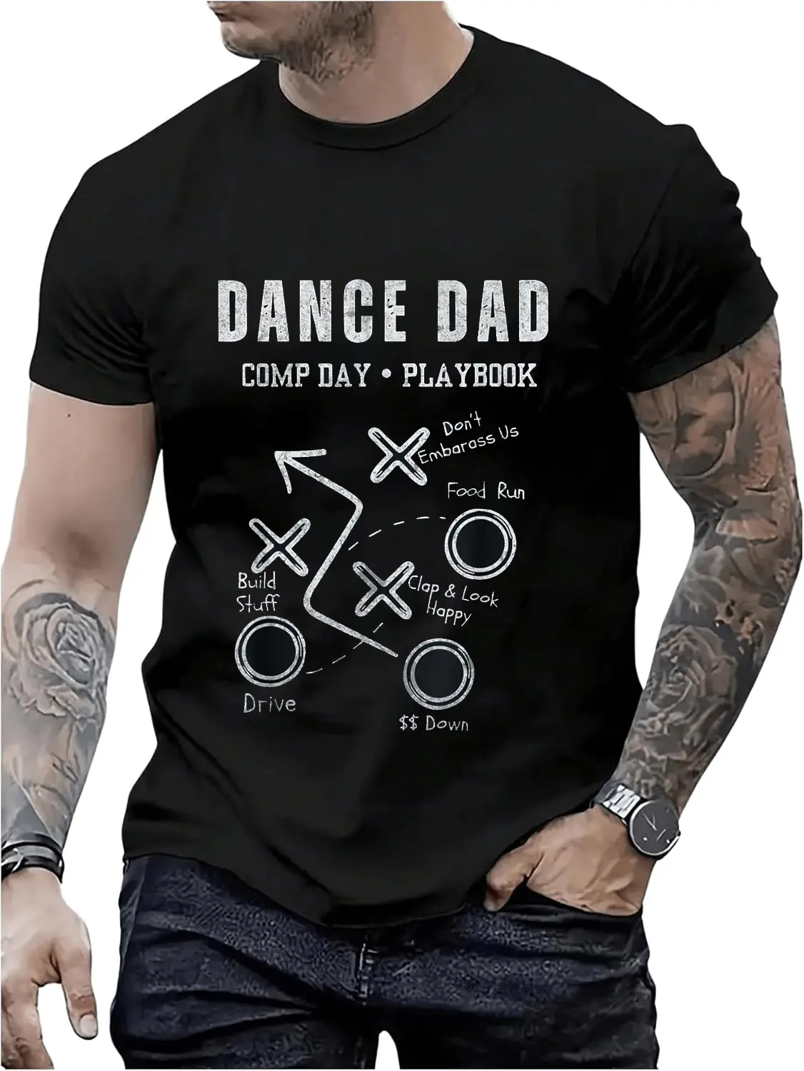 Women's 100% Cotton Short-Sleeve Round Neck Streetwear T-Shirt - Dance Dad Comp Day Playbook Funny Creative Graphic Top, Shortsleeve, Tshirt, Vintage