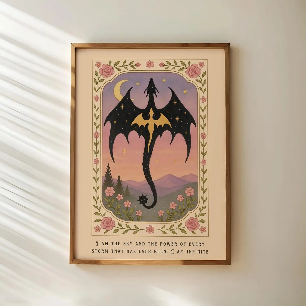 Fourth Wing Print, Dragon  Fantasy Bookish Art,  Romantasy I am the sky and the power of every storm  Poster Unframed - 5 size, 8x12 to 27x40