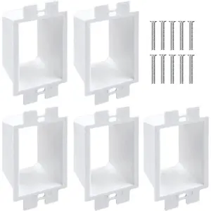 5PCS BE1-5 Electrical Outlet Box Extenders with 10PCS Screws, 1-Gang Box Extender Single Gang Extender Electric 1 Gang Power Outlet Accessories (White)