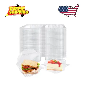 200 Pcs Clear Plastic Take out Containers,Disposable Fancy Hinged Top Square Clamshell Food Boxes 5.3x4.7x2.8 Inch