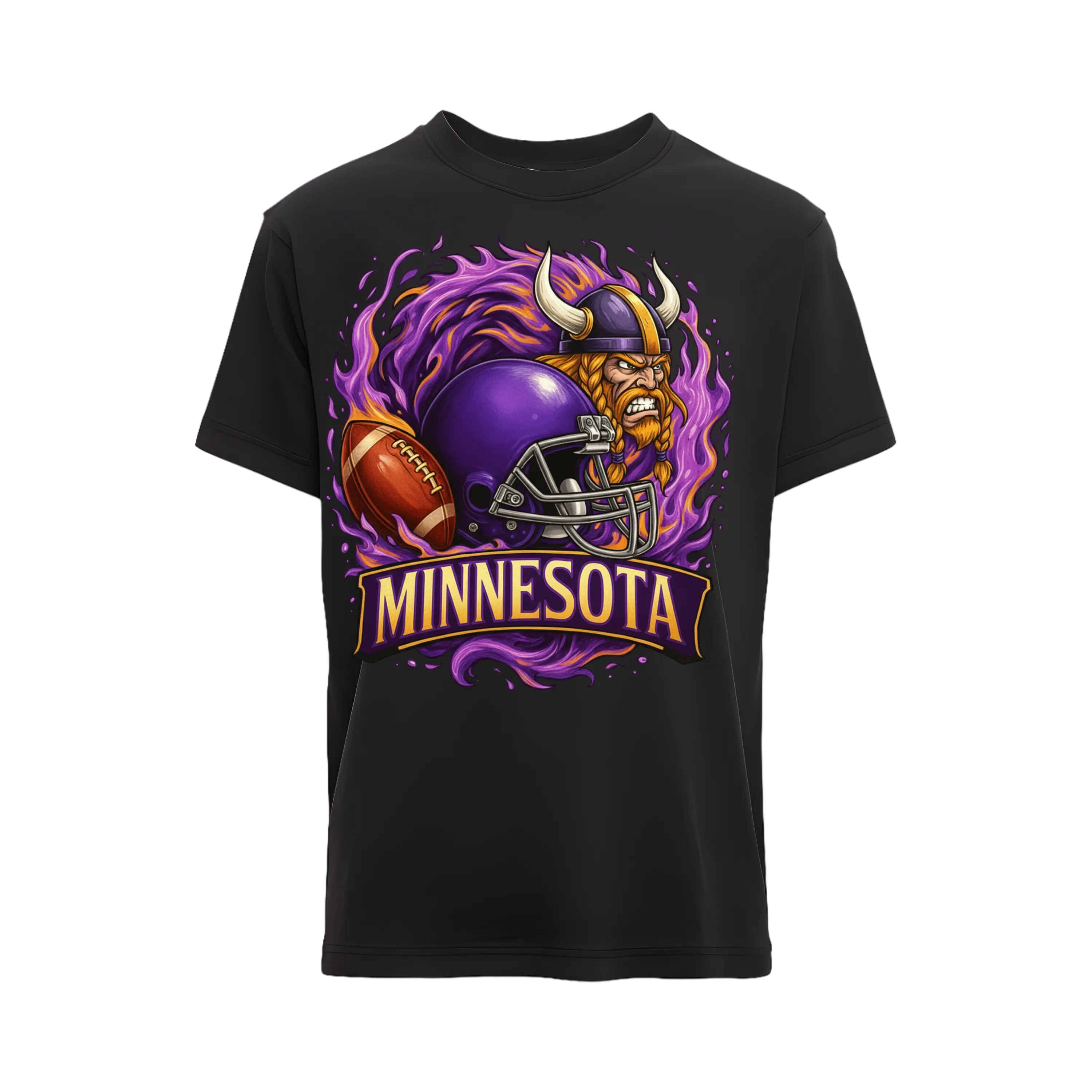 FOOTBALL CITY'S Minnesota Vikings Fan T-Shirt - Black Graphic Tee for Sports Enthusiasts