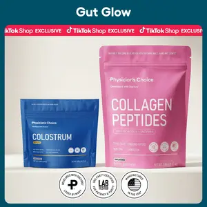 Physician's Choice Gut Glow Up Bundle: Gut, Immune, Hair, Skin & Nail Support with Collagen Peptides & Colostrum Gold Powder