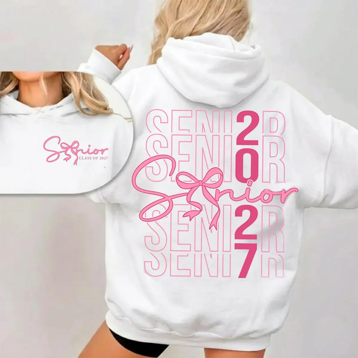 Senior 2027 Hoodie Women, Coquette Bow Senior Est 2027 Tee, Comfort Colors Class Of 2027 Shirt, Class Of 2027 Shirt, Retro Graduation Shirt,  Womenswear