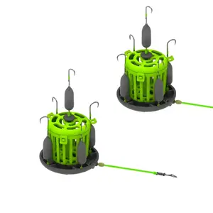 2-Pack 5-Hook Reverse Bottom Bait Cage Fishing Hooks, Anti-Tangle Automatic Flip Carp Bait Device, No Knots, Freshwater Block/granule Bait