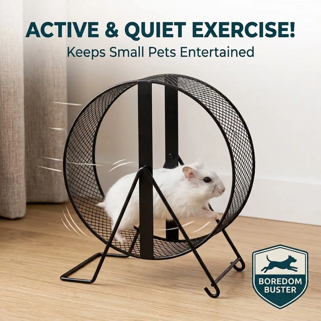 Silent Hamster Wheel, Anti-Chewing Metal Exercise Toy, Double Stand, Suitable for Syrian Hamsters and Small Hamsters, Halloween/Christmas Pet Gift