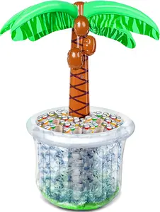 Inflatable Palm Tree Drink Cooler - Sports & Outdoor Camp Kitchen Cooler for Beach, Luau, Indoor Tropical Summer Decor Supplies