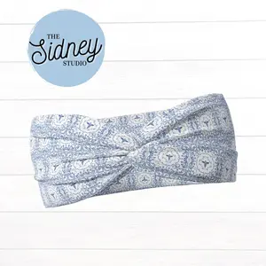The Sidney Studio Nurse Chinoiserie Toile Wide Twist Headband for Women Soft Double Brushed Polyester Stylish Practical Hair Accessories