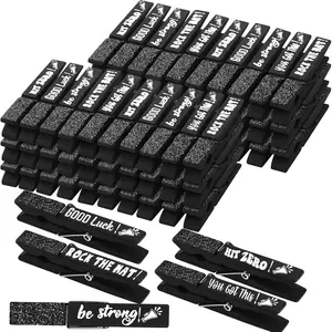 Kigeli 60 Pcs Spirit Clips Cheer Pins Cheerleader Gifts Clothes Pins For Backpacks Competition Glittered For Team Cheer Gifts Stuff Supplies Party Favors Accessories Bulk(Black,Shiny)