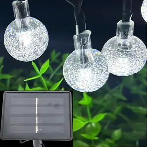 Solar String Lights Outdoor, 20ft  30 LEDs 8 Modes  Globe Solar String Fairy Lights Backyard Patio Christmas Lights for Holiday Party Gardens Backyard Wedding (White)