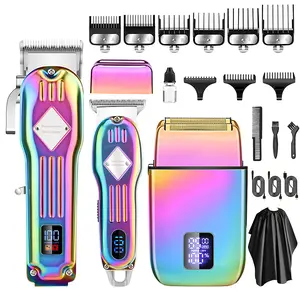 Men's Grooming Kit, Electric Razor Shaver, Beard Trimmer Hair Trimmer, Foil Shaver Barber Clipper for Holiday Gifts For Him LCD Display USB Charging