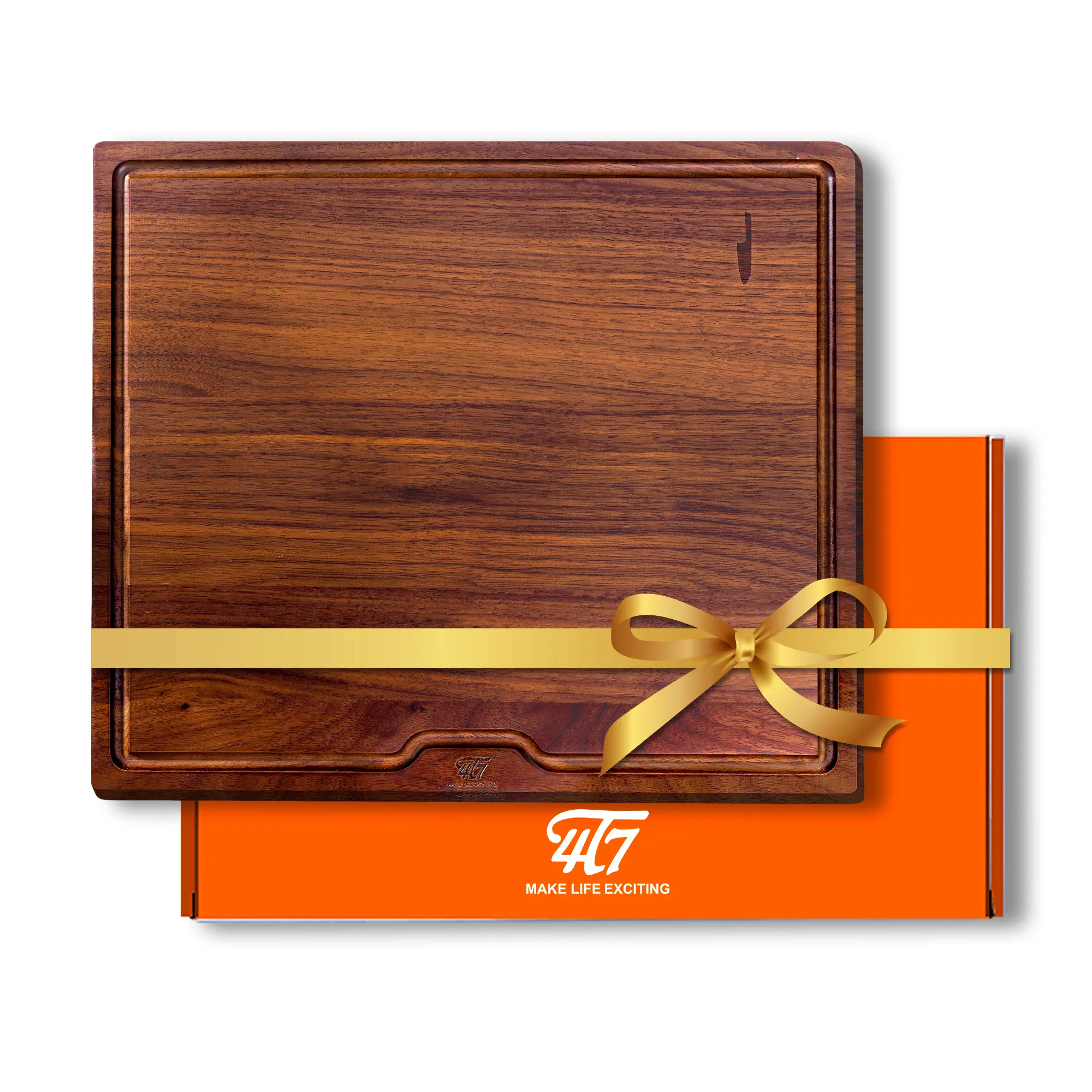 4T7 Walnut Wood Cutting Board for Kitchen, Chopping Board with Juice Groove and Handles, Charcuterie Board, Reversible for Meal Prep and Serving for Meat Veggies Cheese, Best Gift, Pre-Oiled 13" x 11"