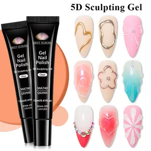 MEET ACROSS 5D Sculpting Gel Nail Polish, 12ml Solid Gel for Extended Nail Gel Nail Shaping and Sculpting with Stereo Nail Shaping Gel, No Mess, No Need Brushes, Nail Accessories Adhesive, Nail Art