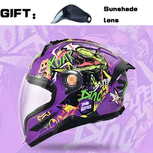 Nbtk Brand Full-Face Motorcycle Helmet, Motorcycle Riding Helmet, A Sunshade lens as a gift, You can drink water while wearing, It is a small helmet and not recommended for adults, Abs Material Eps Padding, Removable Liner, Ventilation, Unisex, All-Season