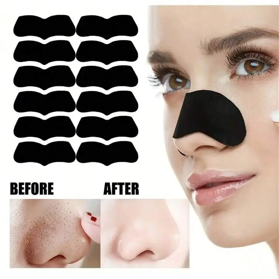 16 Pcs Bamboo Charcoal Blackhead Remover Nose Strips, Shrink Pores, Remove Acne, T-Zone Cleansing Mask, Effective Skin Care Solution