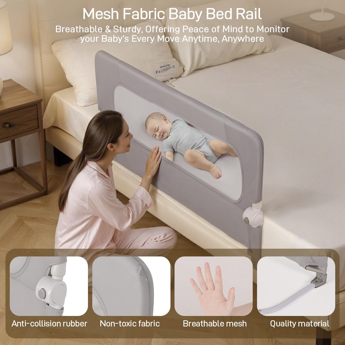 Bed Rail for Toddlers, CAVEEN 47" Toddler Bed Rails, Baby Bed Rail Guard, for Twin, Full, Queen, King Bunk Size Bed Swing Down Bedrail Extral Tall Child Safety Side Railing Guards for Kids, Valentine's Day