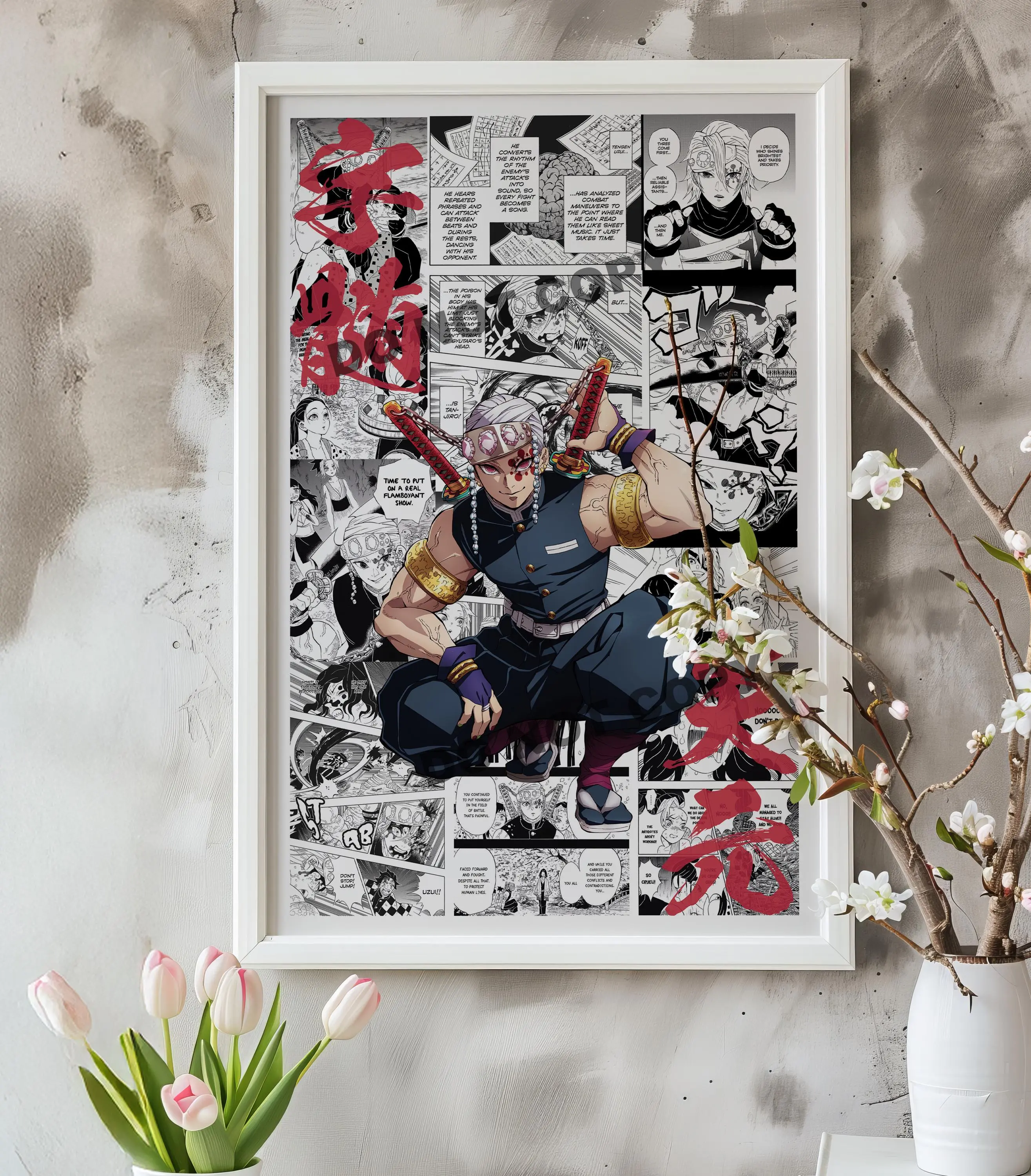 Anime Manga POSTER UNFRAMED- Demon Uzui Tengen - .- Curated Manga Panels - Wall Art - Hashira - Anime Gift