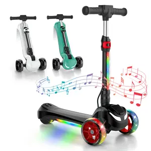 【Kids Love It!】3-Wheel Electric Scooter for Kids Ages 3-8, Electric Kick Scooter with 2 Speed Settings, Long Battery Life, Bluetooth Speaker, Flashing LED Wheels, Lightweight & Stable for Boys Girls