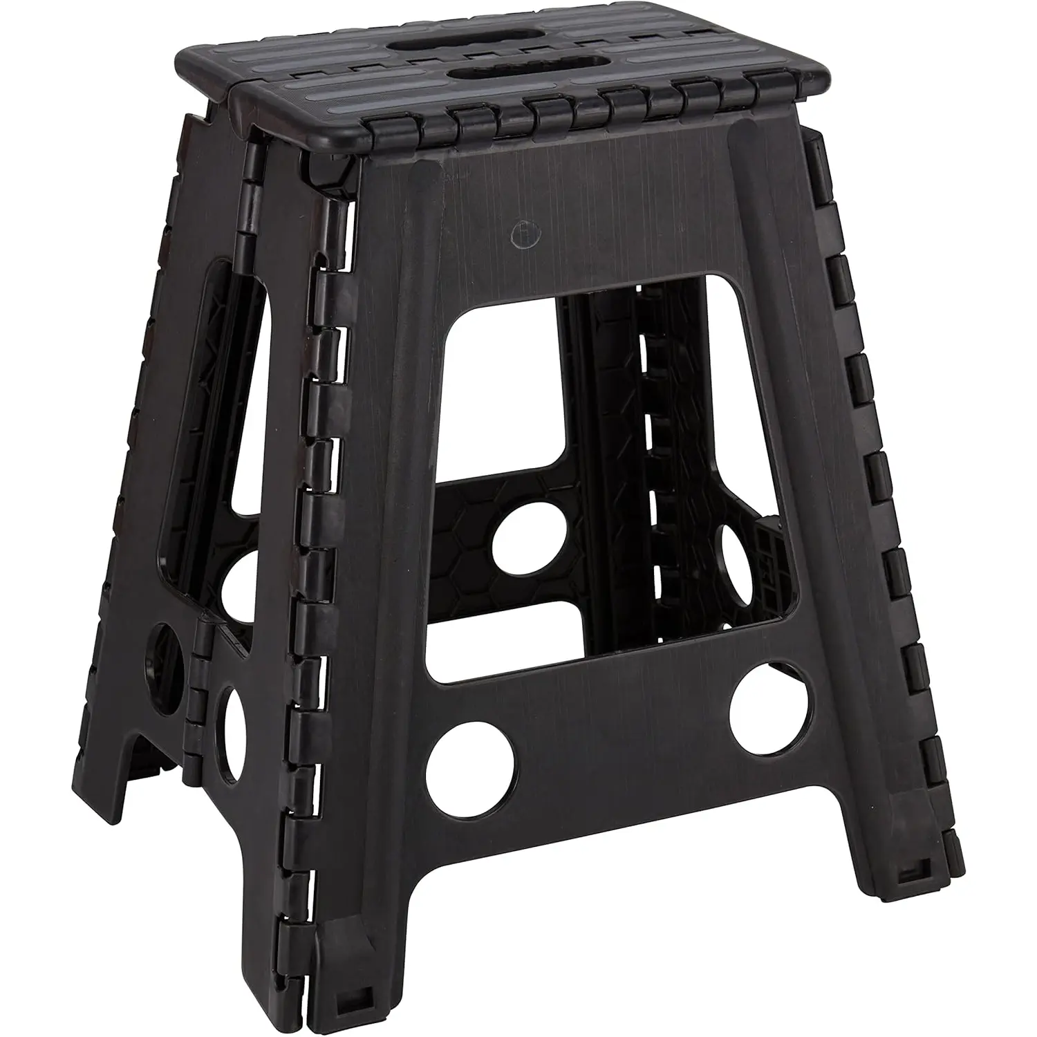 18" Step Stool, Folding Step Stools for Adults, Plastic Foldable Step Stools , Holds Up to 330 lbs, Collapsible Folding Stool for Kitchen, Bathroom, Bedroom - Black/Grey