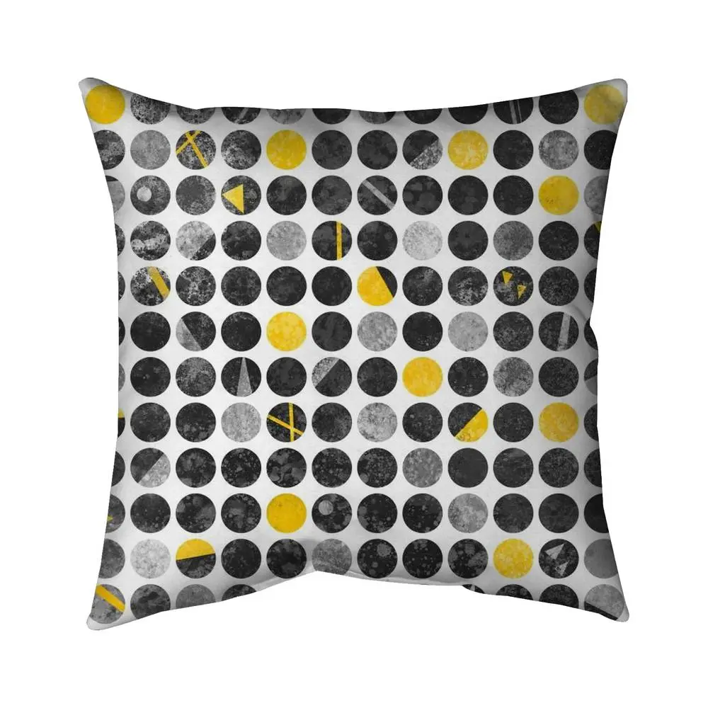 212 MAIN 5541-1616-AB21 16x16 in. Gray Industrial Abstract Circles Grunge Art Printed Fabric Square Cushion - Soft Cushions for Home Decor Textile Soft Furnishings