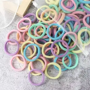 100Pcs Seamless Cotton Hair Ties | Pastel Elastic Ponytail Holders for All Hair Types | Summer Hair Essentials
