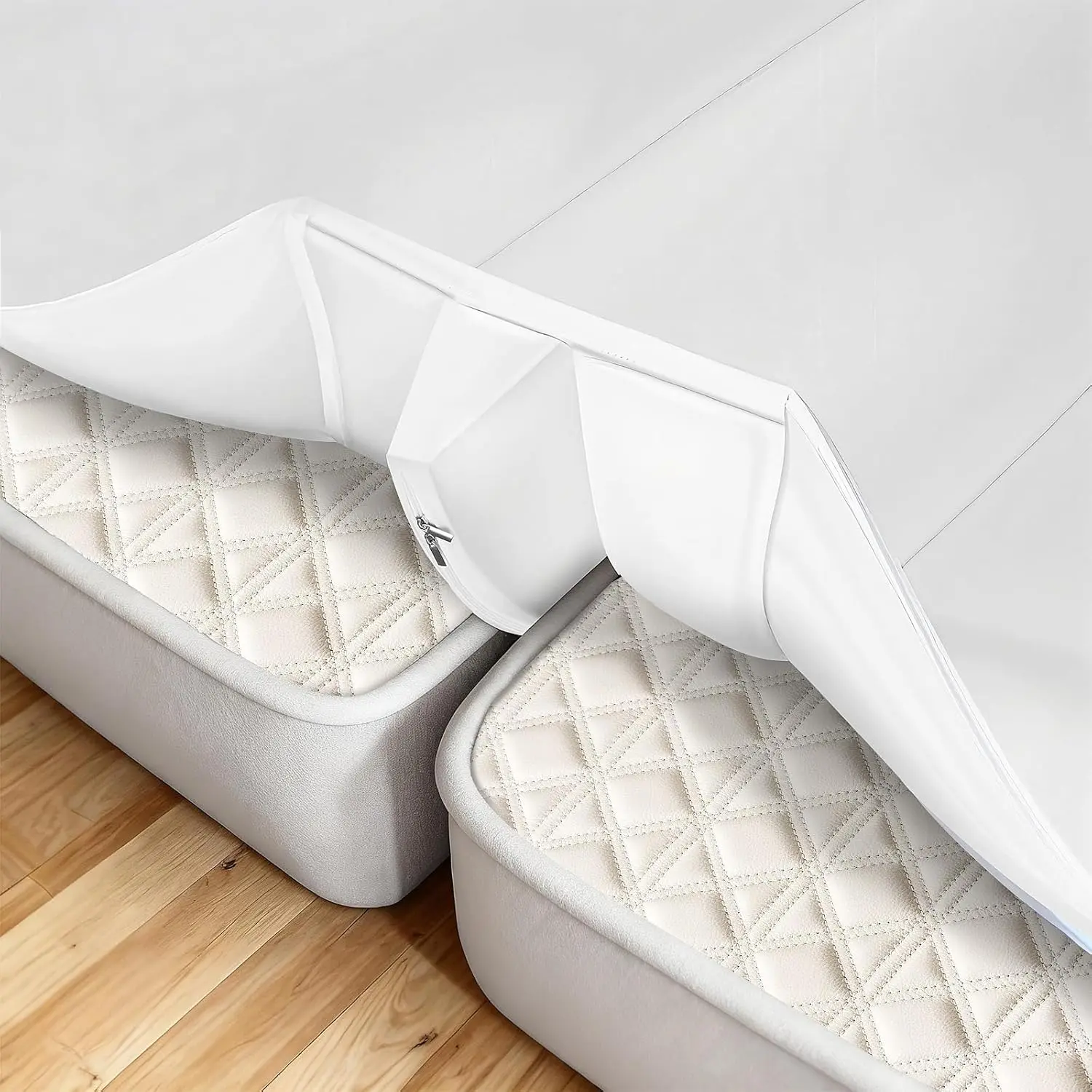 3-in-1 Bed Bridge Connector Twin to King Mattresses - with Sheet Strap 78"x 75", Machine Washable(Removable Foam Gap Filler) with Locking Straps