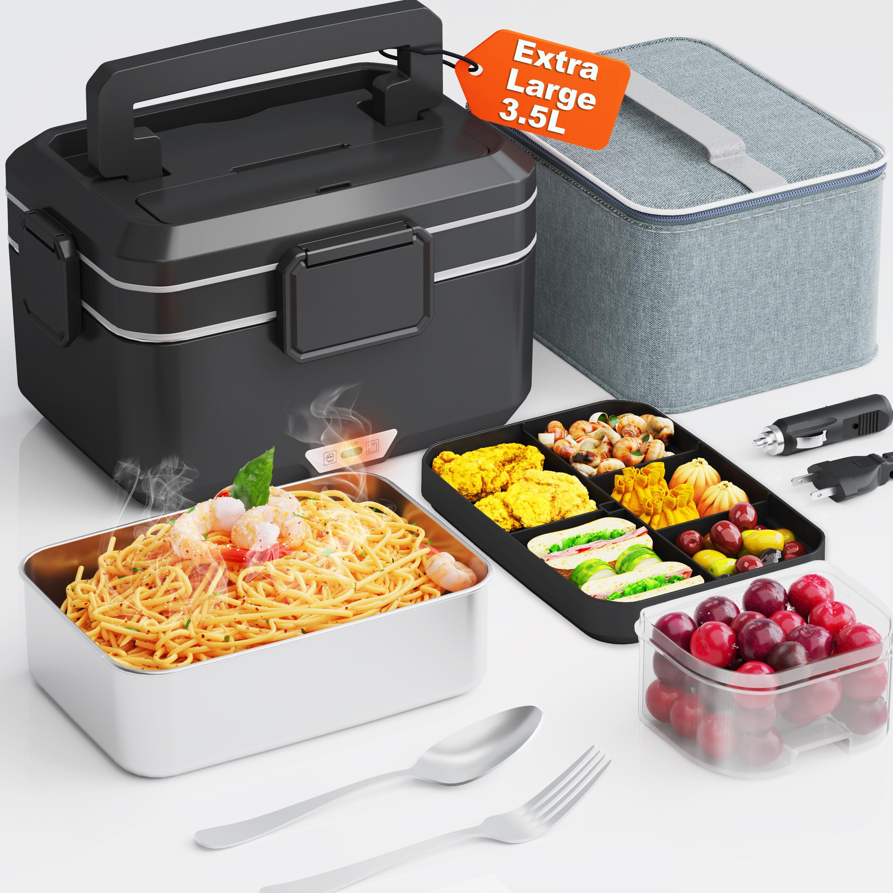Electric Lunch Box -12V/24V/110V, 80W, 1.8L Capacity Portable Food Heater with Tableware and Lunch Bag for Car, Home, Office & Travel Use Electric Lunch Box -12V/24V/110V, 80W, 1.8L Capacity Portable Food Heater with Tableware and Lunch Bag for Car, Home, Office & Travel Use