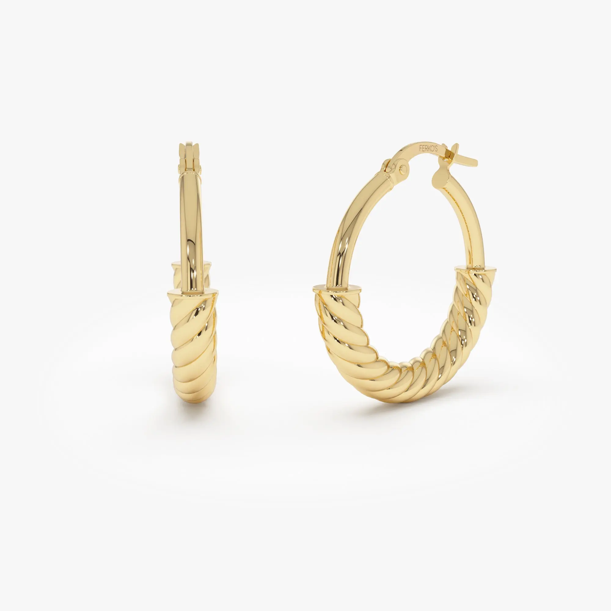 14K Twist Rope Hoop Earrings, Medium Gold Hoops