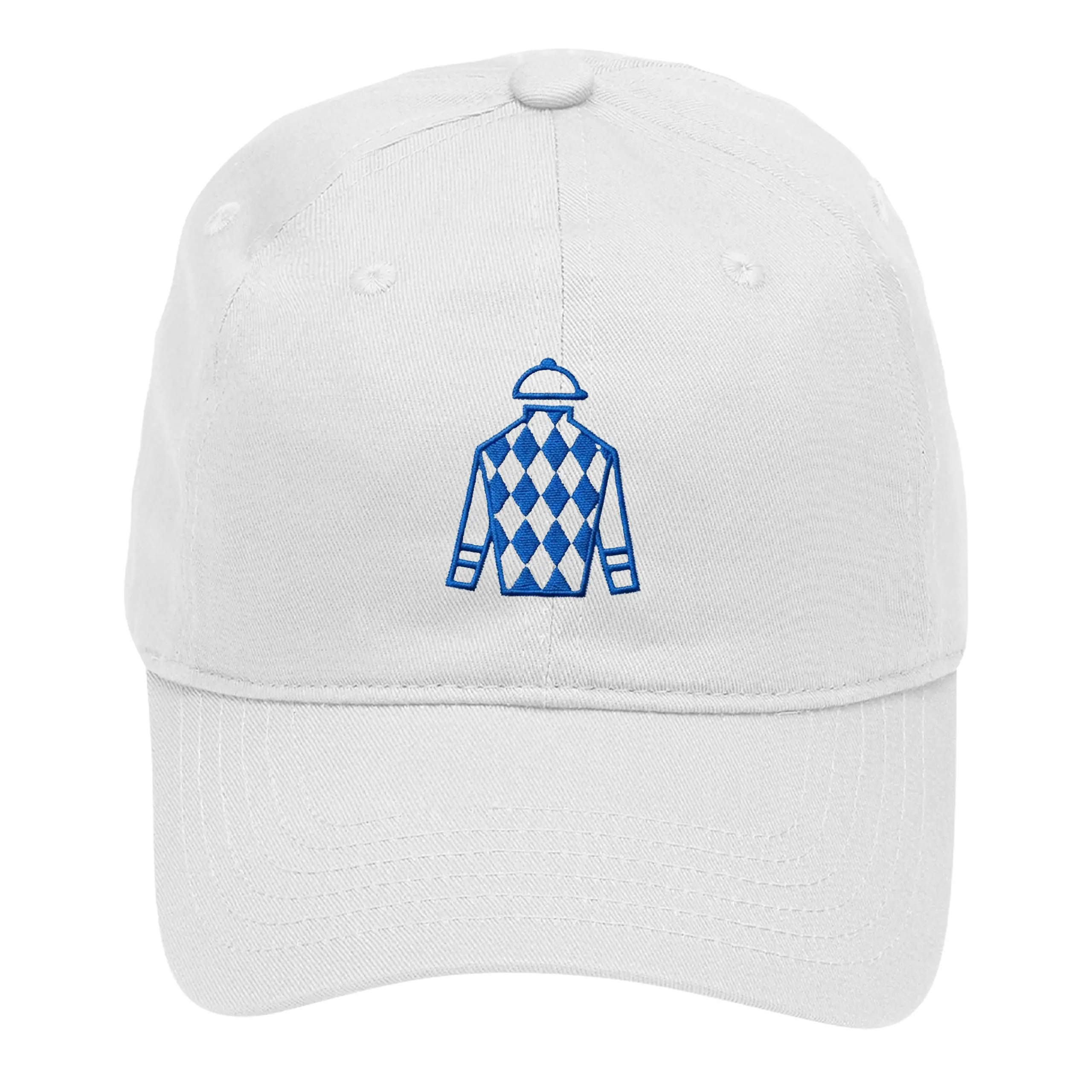 Jockey Jersey Cap Vintage Horse Racing Hat for Derby Fans #M190-JJ-WHT