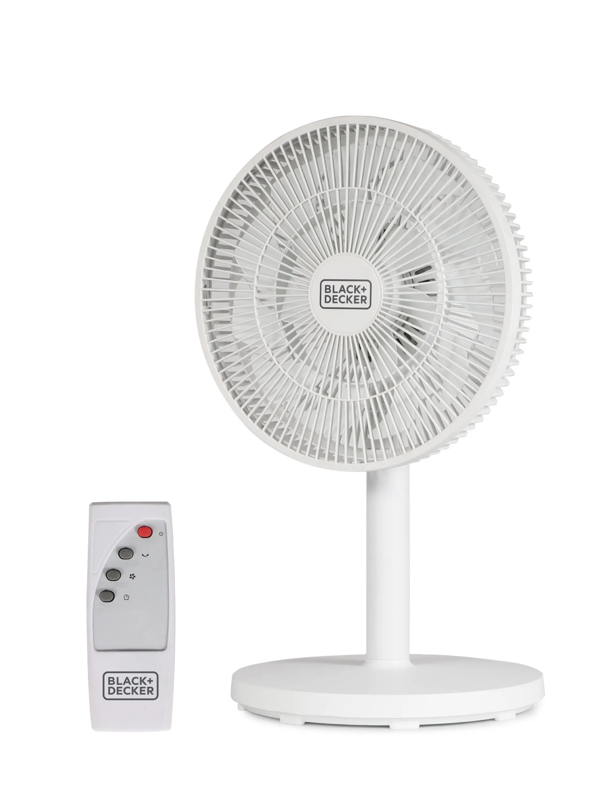 BLACK+DECKER 12-Inch Dual Blade Table Fan with Remote, BFDTD12VW, Desk Fan for Home and Office, 3 Speed Settings, 90-Degree Oscillation with Adjustable Tilt, White