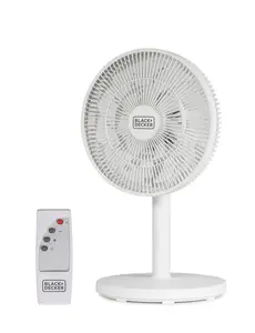 BLACK+DECKER 12-Inch Dual Blade Table Fan with Remote, BFDTD12VW, Desk Fan for Home and Office, 3 Speed Settings, 90-Degree Oscillation with Adjustable Tilt, White