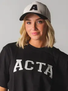 ACTA Dad Style Cap Cream and Black with Embroidered Logo Functional Accessory for Bad Hair Days