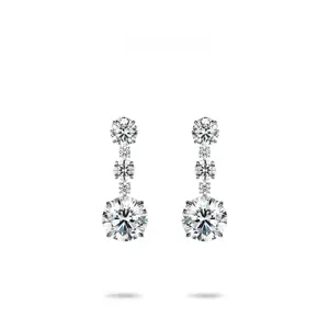 VAMERAY #6203 23 Carat In Each Tiered Round Linear Drop Earrings