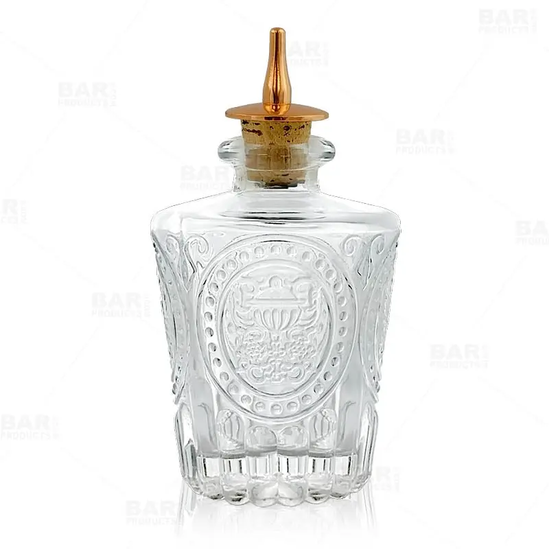 BarConic® High Quality Antique Inspired Bitters Bottle - 4 oz, Antique Bottle Design, with Copper Plated Dasher Cork
