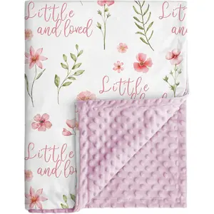 Floral Baby Blankets for Girls Super Soft Nursery Minky Newborn Baby Blanket with Double Layer Dotted Backing Pink Lightweight Throw Blanket 30 x 40 Inch