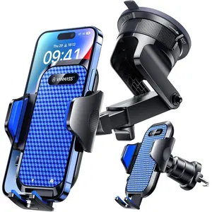 [True Military-Grade] Car Phone Holder [Best Suction & Clip] Cell Phone Mount for Dashboard Windshield Vent Truck Cradle Dash Stand for iPhone 15 Pro Max 14 13 12 Android, Blue