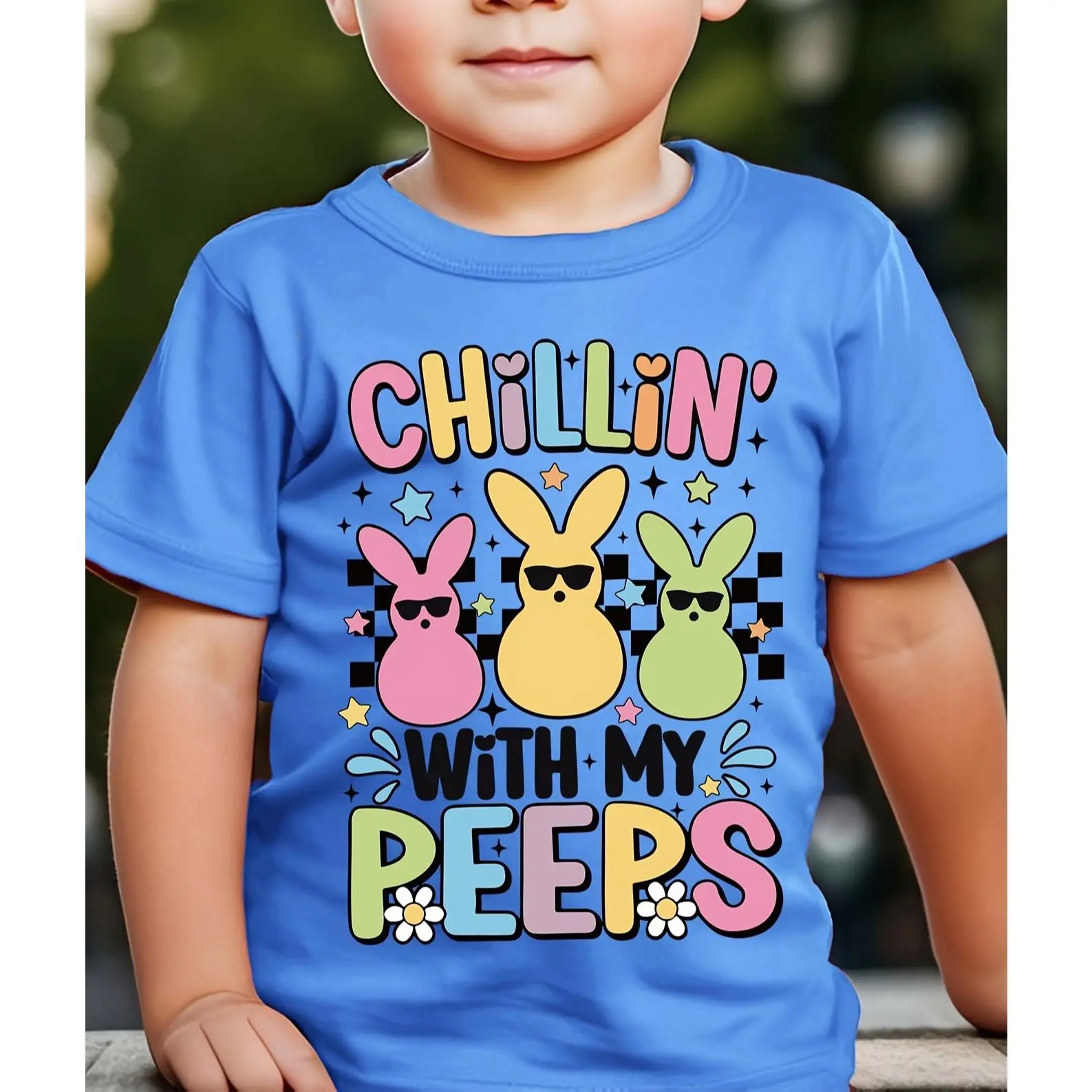 Easter TX21300 T-Shirt with 'Chillin with My Peeps' Bunny Print - Stylish And Versatile, Cotton, Slight