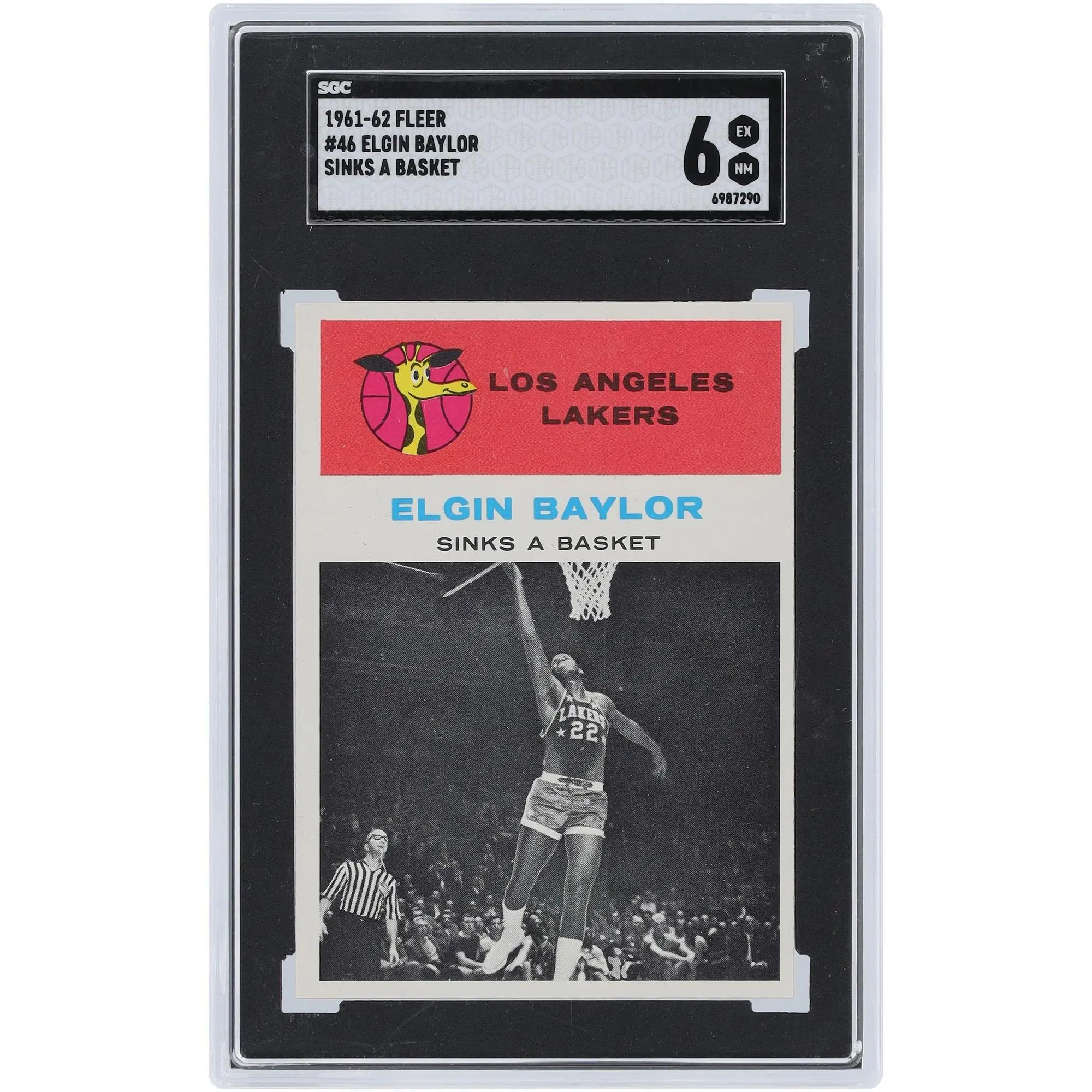 Elgin Baylor Los Angeles Lakers 1961-62 Fleer Sinks a Basket #46 SGC Authenticated 6 Card - Fanatics Authentic Certified