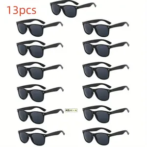 13pcs Men's and Women's Black Large Frame Mi Nail Glasses, Party Glasses, Suitable for birthdays, events, lightweight and fashionable party gifts