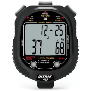 Ultrak 435 Pitch Counter & Pitch Speed with 10 Memory Stopwatch - Black