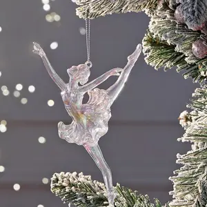 Beautiful Ballerina Dancing Acrylic Christmas Tree Ornament with Holographic for Festive Decorations
