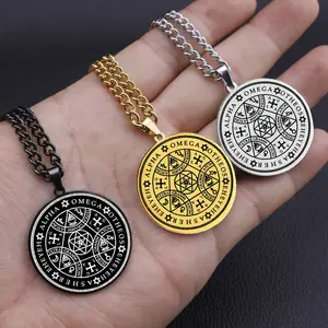 Enochian Angel Magic Pendant Stainless Steel Necklace Tetragrammaton AGLA Star of David Spiritual Amulet Jewelry
