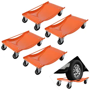 Heavy Duty 4 Pack Car Wheel Dolly Set - 5,000/10,000 lbs Load Capacity - Anti-Skid Platform – 360° Mobility Moving Dollies for Cars, Trucks, Trailers, Boats
