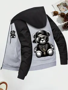 Autumn and winter new men's jacket panda pattern printing regular large size travel holiday outdoor camping leisure sports fitness running men's clothing