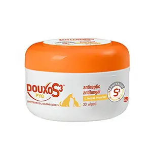 DOUXO S3 PYO Wipes 30 Count Antiseptic Antifungal Grooming Products for Dogs Cats with Infections Inflammatory Dermatological Disease Paws