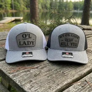 My Ol’ Lady Will Kill You Trucker Hat, Funny Couples Hat with Leatherette Patch, Mesh Snapback Cap for Men & Women